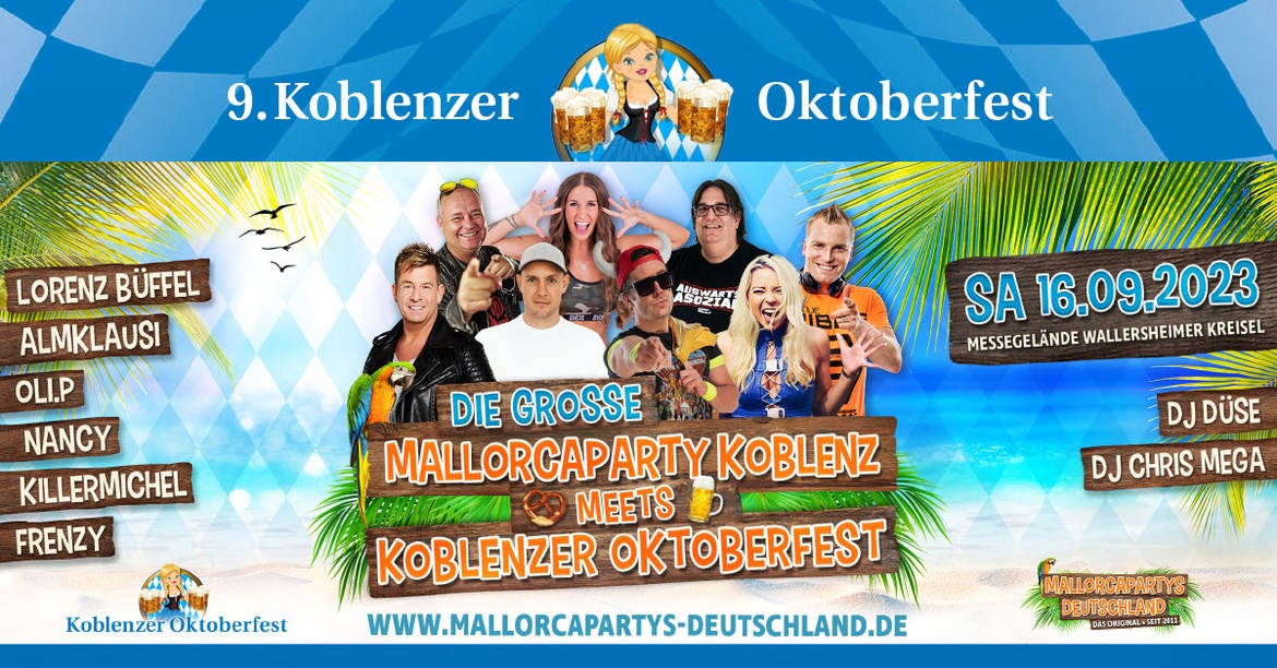 Koblenzer Oktoberfest am 16.09.2023: Mallorcaparty meets Koblenzer Oktoberfest!