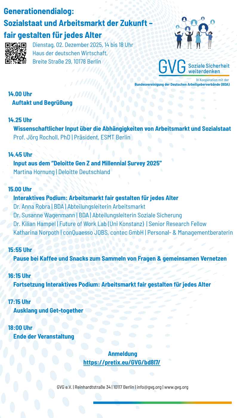 Generationendialog:  Sozialstaat und Arbeitsmarkt der Zukunft –  fair gestalten für jedes Alter