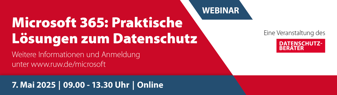 Praxiswebinar "Microsoft 365: Praktische Lösungen zum Datenschutz" 2025 - nicht als Klon nehmen!