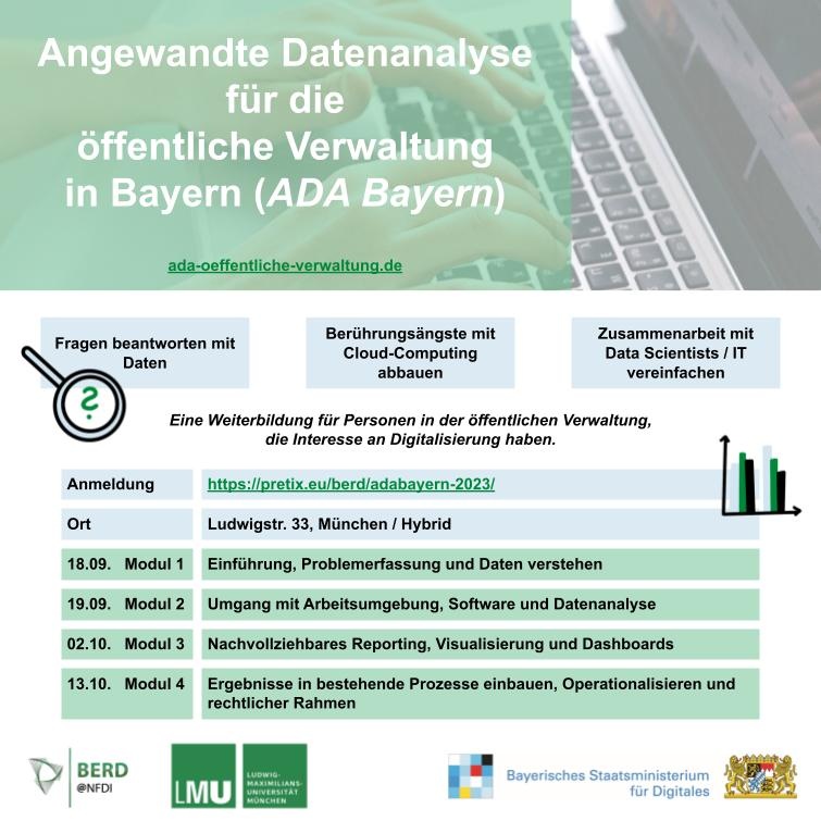 Workshop-Serie "Angewandte Datenanalyse für die öffentliche Verwaltung in Bayern (ADA Bayern)"