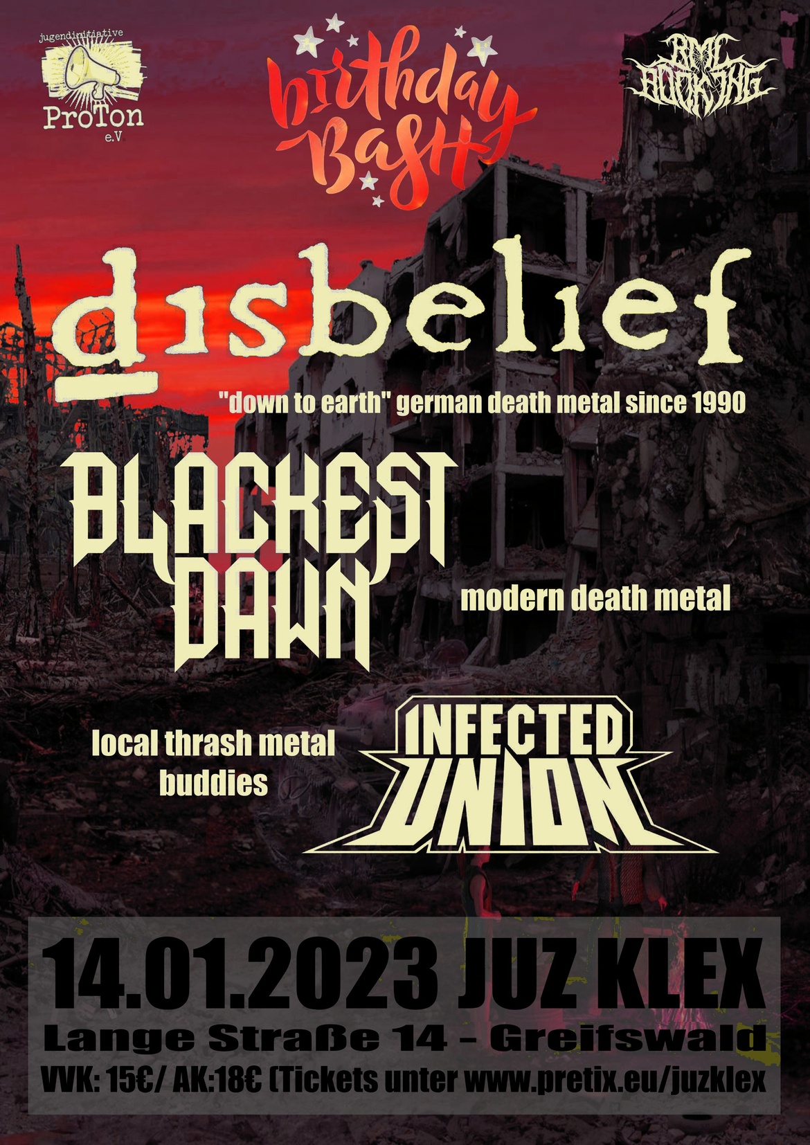 Birthday Bash w/ Disbelief, Blackest Dawn & Infected Union