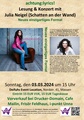 achtung:lyrics! Lesung & Konzert mit Julia Neigel (Schatten an der Wand) Neues einzigartiges Format