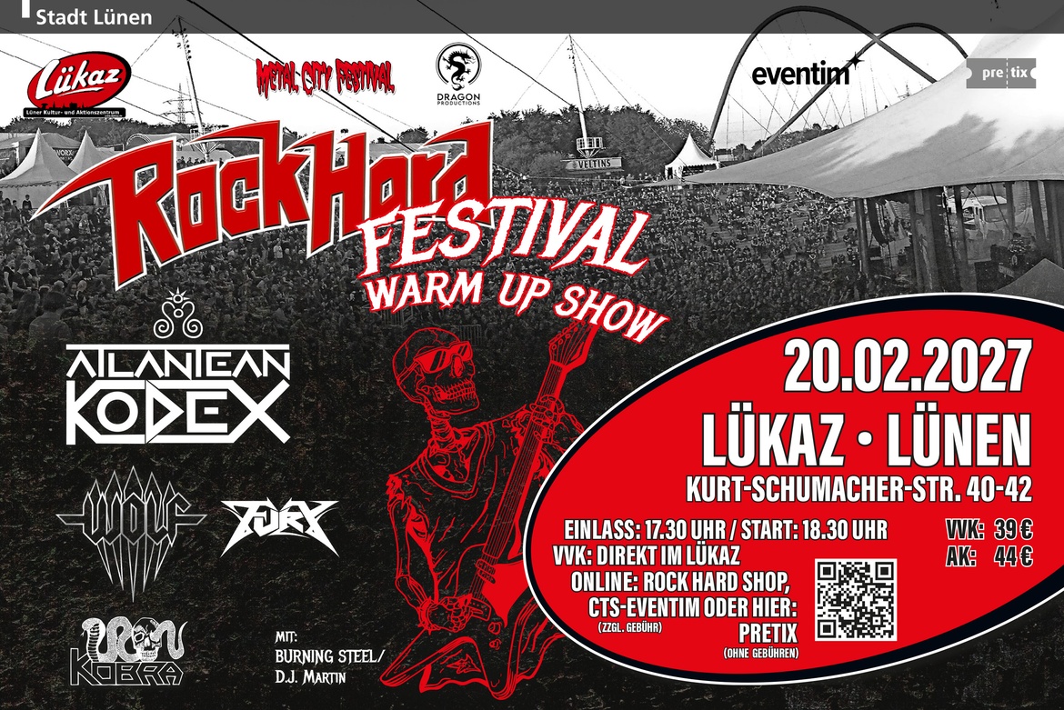 Rock Hard Festival Warm Up Show: ATLANTEAN KODEX - WOLF - FURY - IRON KOBRA