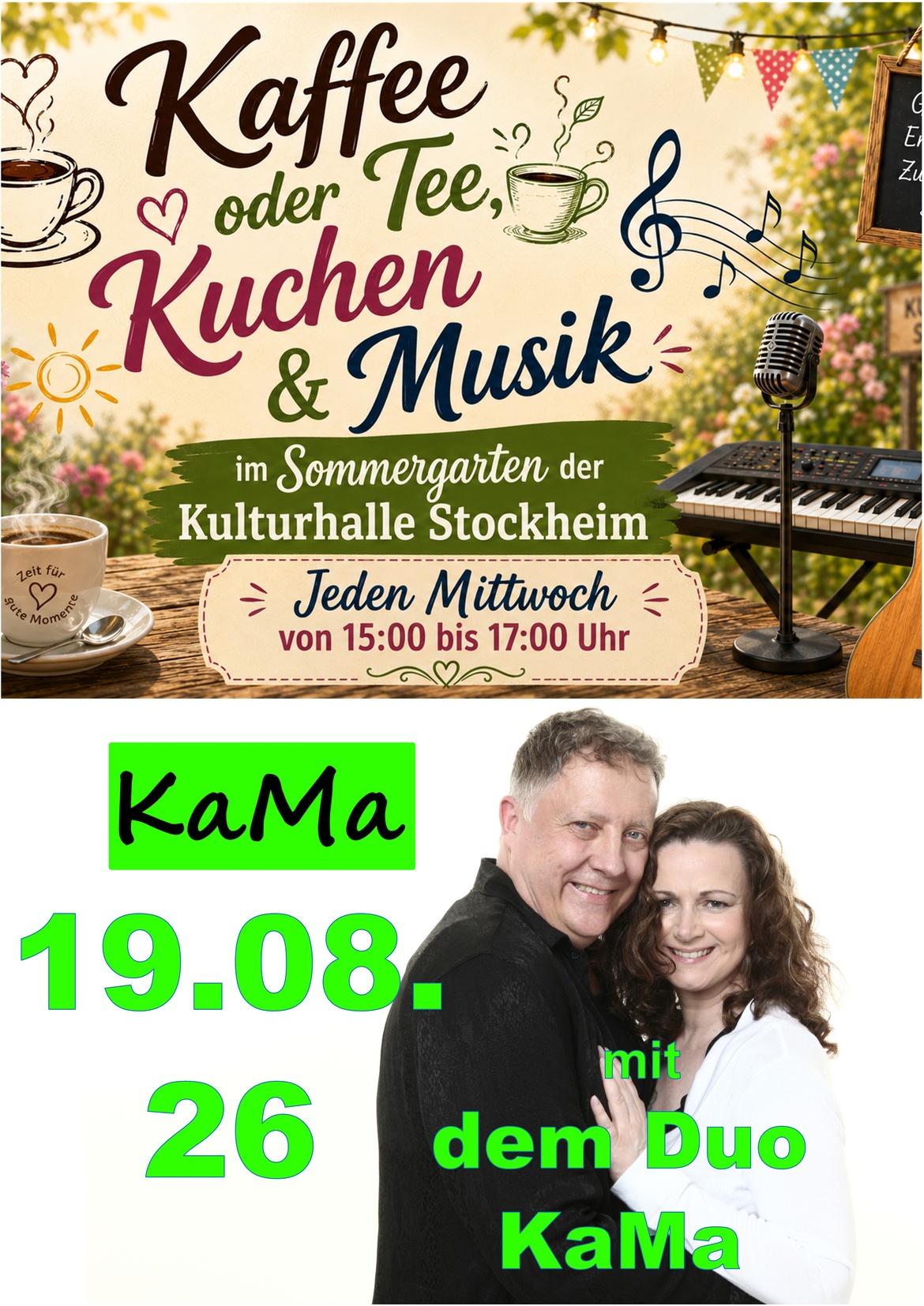 Kaffee oder Tee, Kuchen & Musik im Sommergarten