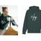Light Hoodie bottle green - Druckfarbe weiß