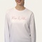 Neu! Rundhals-Sweatshirt "Rosa Wolken". Farbe: weiß, Druckfarbe pink