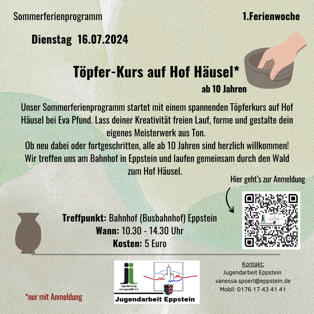 Töpfer Kurs auf Hof Häusel (ab 10 Jahren)